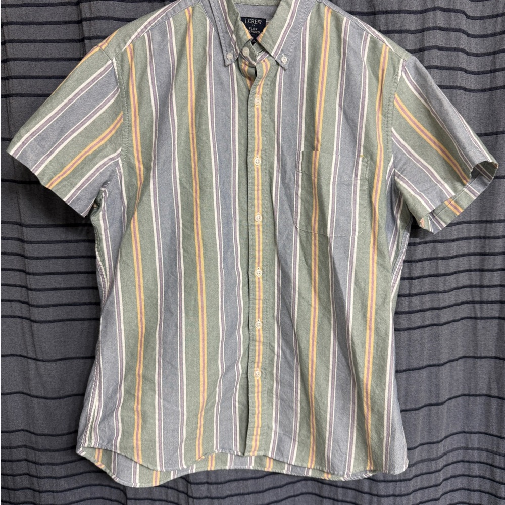 J. Crew Green and Yellow Casual Button Down Shirt
